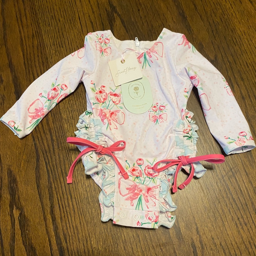 NWT SweetHoney Clothing - Floral Rash Guard  Baby Swimsuit